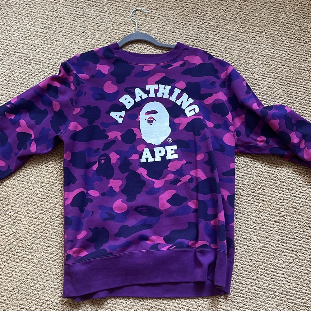 Bape Purple and Pink Camo Crew Neck Sweater